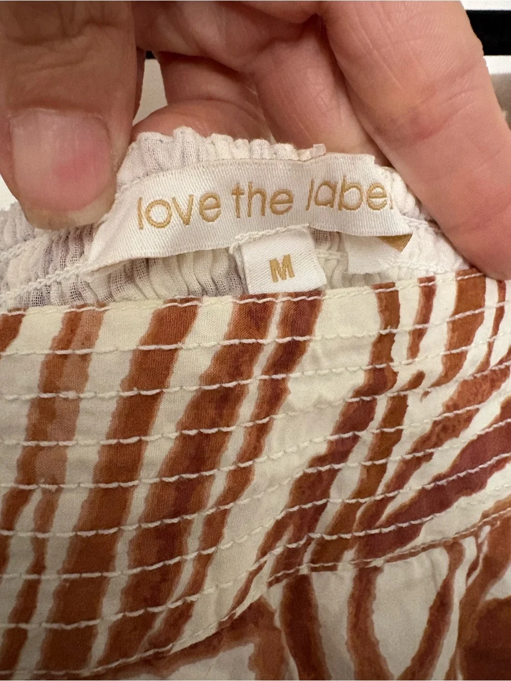 Anthropologie Love the Label Zebra Smocked Puff Sleeve Blouse - Medium